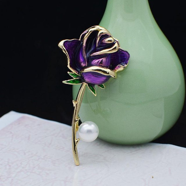 YIRAN Jewelry Brosche, Rosenblüten, Damen, grau - Bild 1