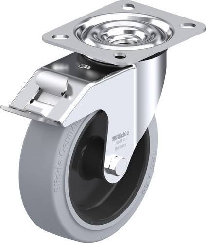 Blickle Lenkrolle LE-POEV 125G-FI-SG mit Feststeller, Rad-Durchmesser: 12,5 cm, Tragfähigkeit: 150 kg, grau/schwarz, verzinkt - Bild 1