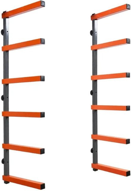 PROREGAL Kragarmregal zur Wandmontage für Holzlagerung, 2 Stück, Grau-Orange, 6 Ebenen, 50 kg Tragkraft pro Ebene - Bild 1