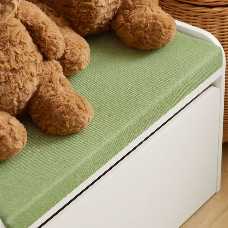 SoBuy Kinder Spielzeugtruhe KMB80-W als Aufbewahrungsbox und Schuhbank in Weiß oder Grün mit Rollen, B/T/H: 60 x 34 x 35 cm - Bild 4