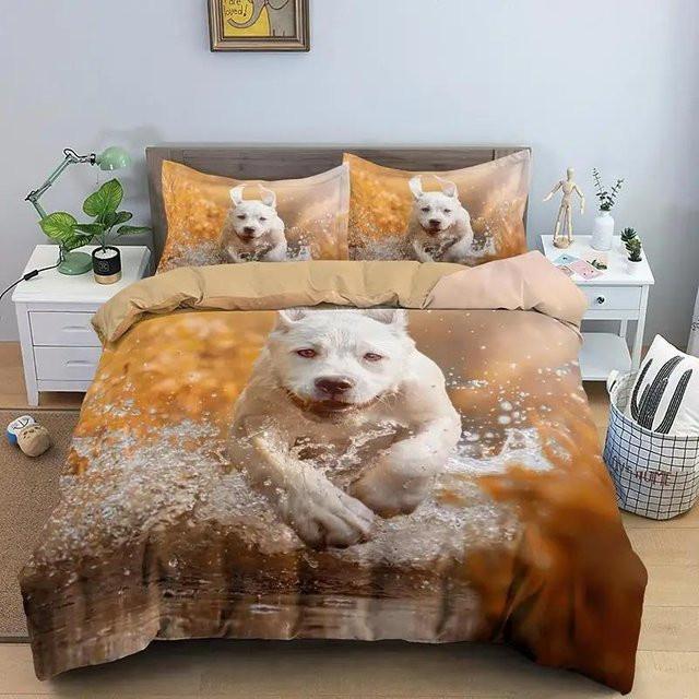 Golden Retriever Bettwäsche Set aus Mikrofaser mit 3D-Tierprint, Farbe Braun, B/H: 135 x 200 cm - Bild 1