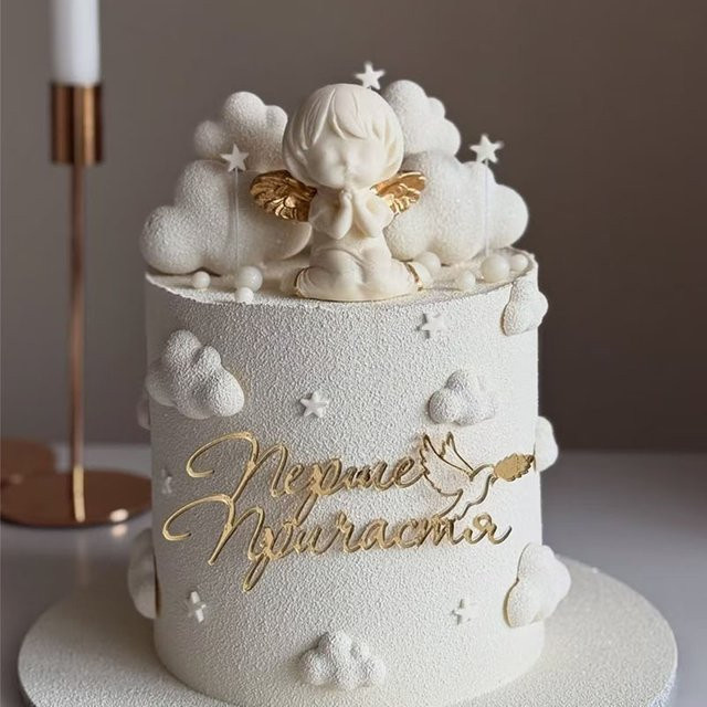 YXMJMXS Kuchenaufsatz aus Acryl in Weiß für Taufe und Geburtstagsfeier - Bild 1