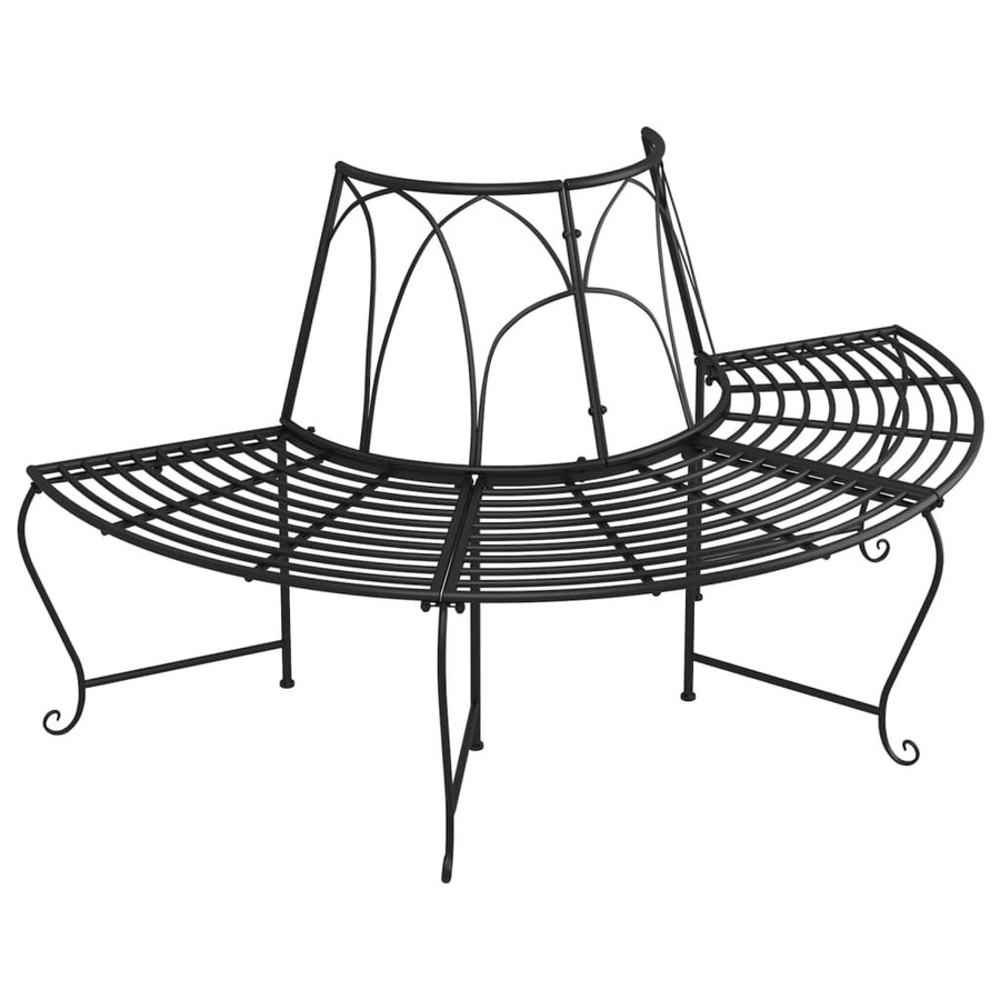 Vidaxl Gartenbank Halbrund aus Stahl in Schwarz Matt mit Durchmesser: 159 cm - Bild 2