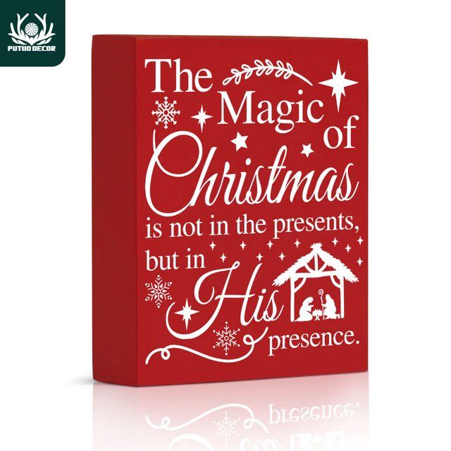 Putuo Decor Holzkisten-Schild The Magic of Christmas Is Not in the Presents Tischdekoration aus Holz - Bild 1
