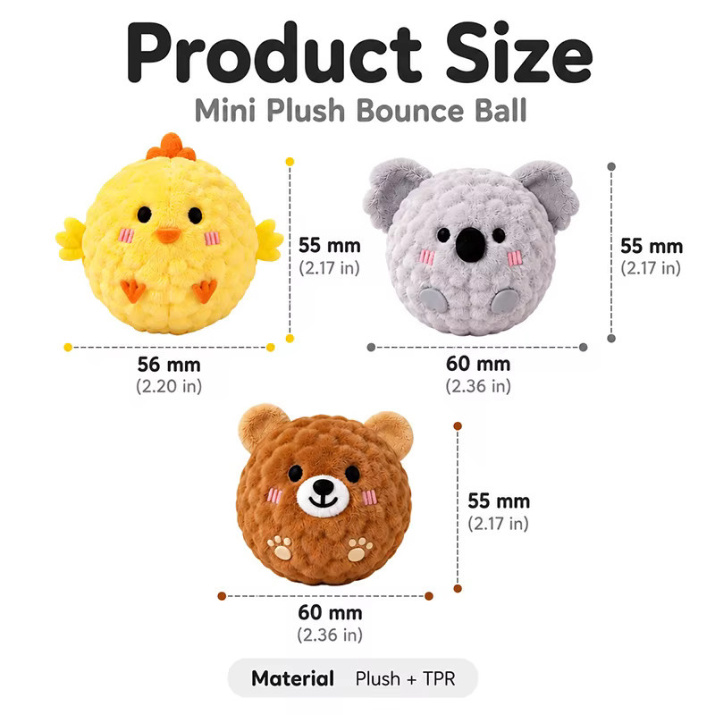 pawstrip Mini Plüsch-Springball Hundespielzeug, mit Quietscher, interaktives Haustier-Spielzeug - Bild 2