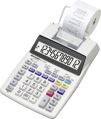 Sharp EL-1750V Druckender Tischrechner in Weiß und Grau - Bild 1