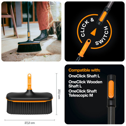 Fiskars Allzweckbesen OneClick in Schwarz, B/H/T: 27,2 x 20,1 x 10,4 cm - Bild 3