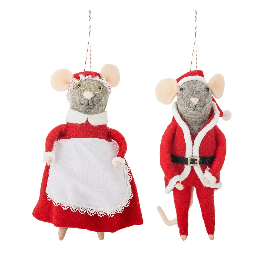 Bloomingville Weihnachtsanhänger Peo aus Wolle in Rot, Set mit 2 Mäusen, Höhe: 23 cm - Bild 1