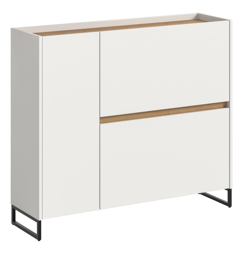 Schuhkipper Borga Inn.Furn in Weiß und Eiche, B/H/T: 110 x 94 x 32 cm - Bild 2