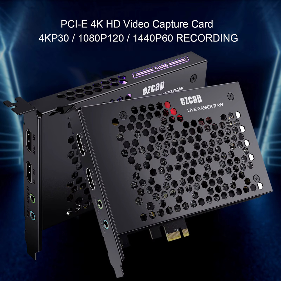 ezcap 324B Live Gamer Raw PCIe 4K UHD Capture Card in Schwarz für PC, Gaming-Systeme und Camcorder - Bild 3