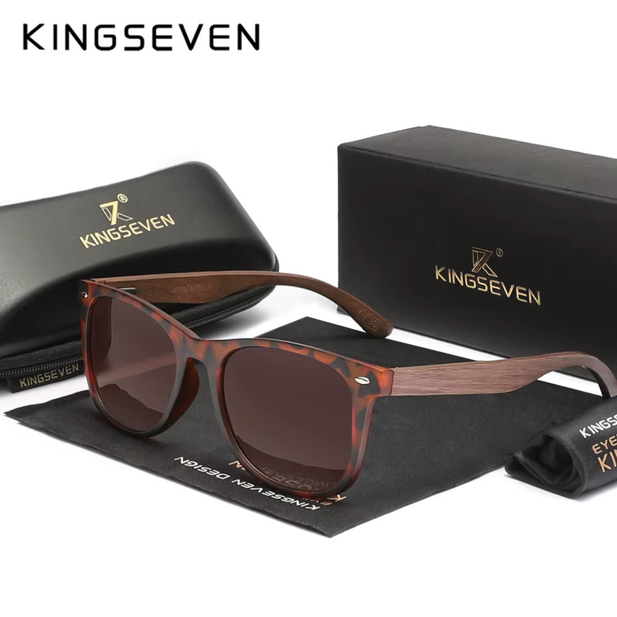 KINGSEVEN Sonnenbrille, Holz, Vollrand, braun, Unisex, polarisiert - Bild 2