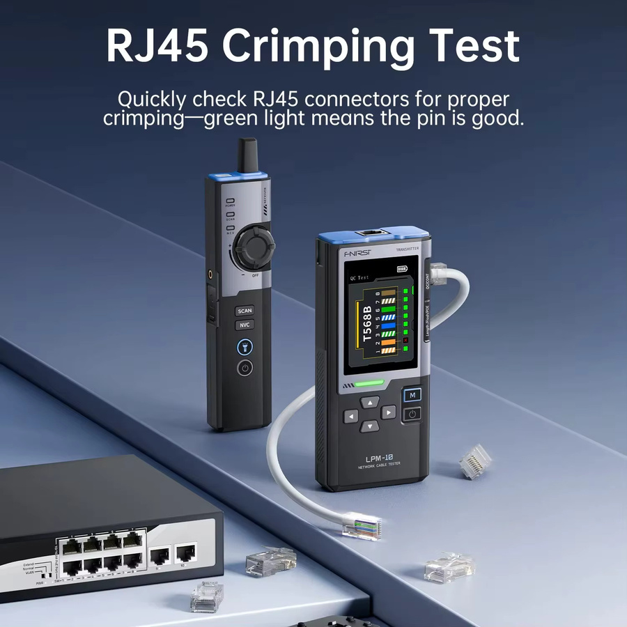 FNIRSI LPM-10A Multifunktions-Kabeltester in Schwarz für RJ45/RJ11 Netzwerkverbindungen und Leitungsprüfung - Bild 4