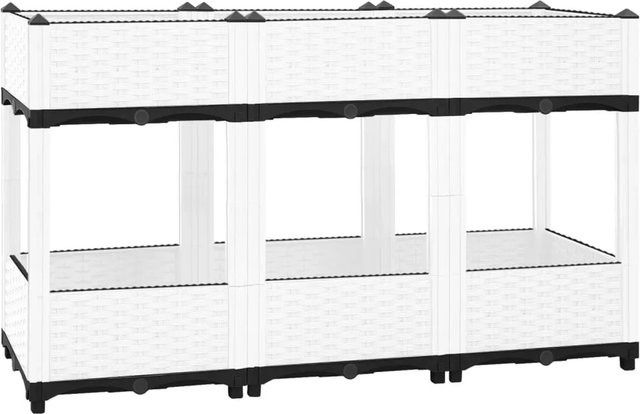 furnicato Hochbeet in Rattan-Optik aus Polypropylen, Farbe: Weiß, B/T/H: 120 x 40 x 71 cm - Bild 1