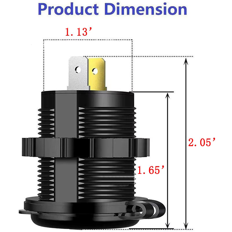 Wasserdichtes Dual USB Auto Ladegerät mit QC3.0 Schnellladefunktion und berührbarem Schalter für 12/24 V in Schwarz - Bild 5
