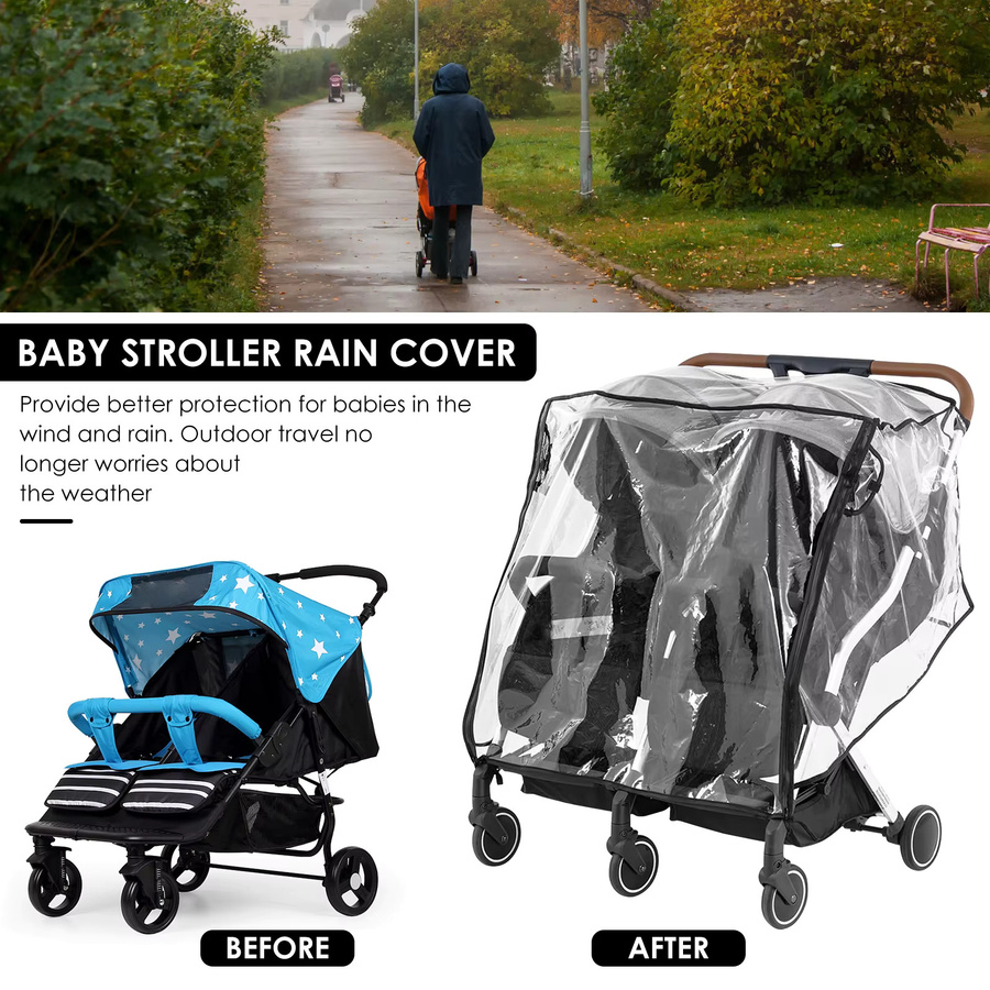 Ardo Transparenter Regenschutz für Zwillings-Kinderwagen als universeller Wind- und Staubschutz - Bild 2