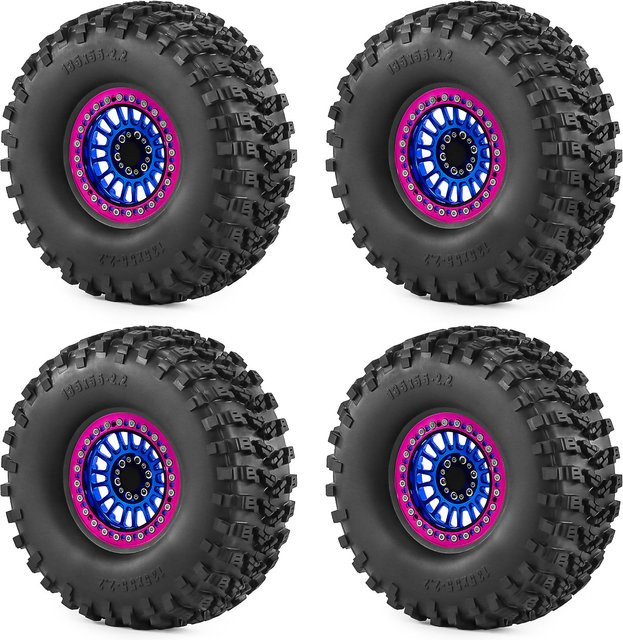 Meep RC Crawler Reifen & Aluminium Beadlock Felgen, 4er-Set, 2,2-Zoll, 12mm Sechskant - Bild 1