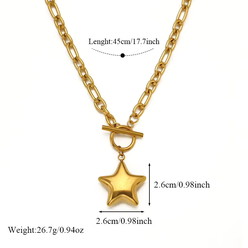 EILIECK Halskette mit Pentagramm Stern Anhänger, Edelstahl, Gold, Damen - Bild 2