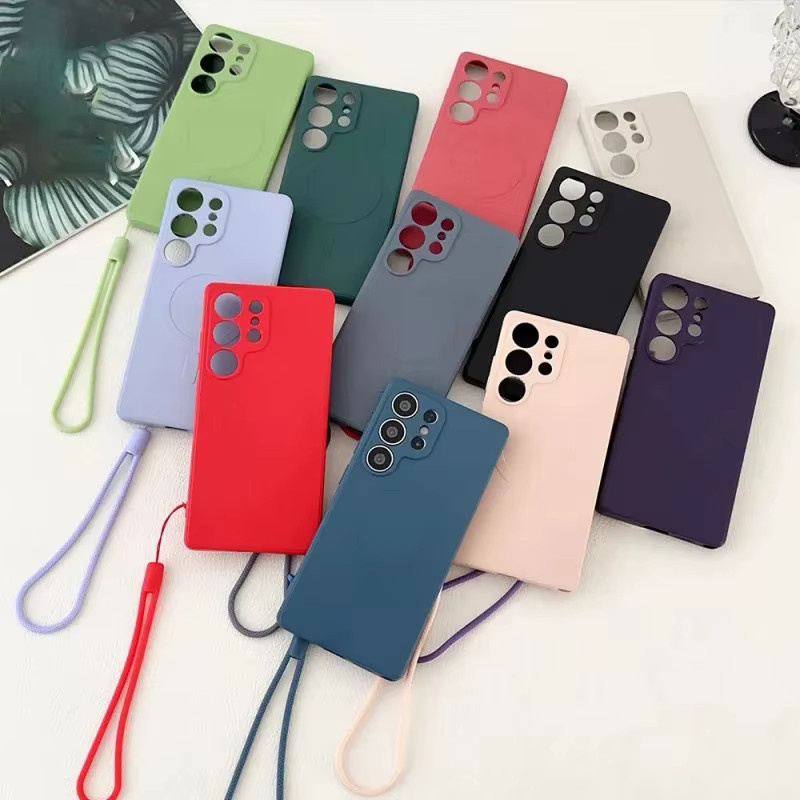 Samsung Magnetische Flüssigsilikon Hülle für Galaxy S26 S25 Edge S24 S23 Ultra Plus mit MagSafe Kompatibilität, matt und stoßfest, in Lila oder Grün - Bild 2