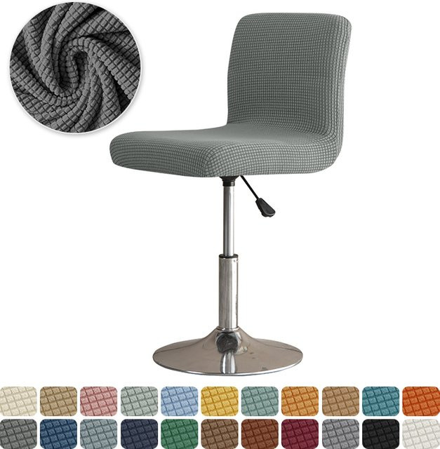 WANERQU Bar-Stuhlbezüge aus Polar-Fleece in Schwarz, Stretch-Schonbezug für kleine Barstühle mit kurzer Rückenlehne - Bild 1