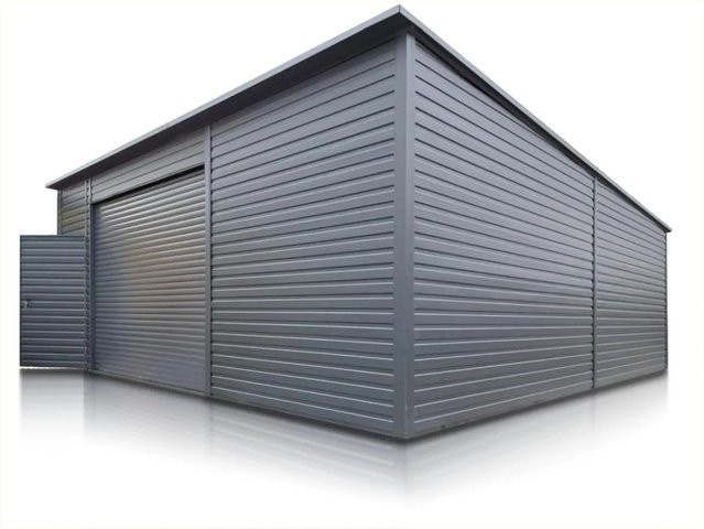 Liderstal Stahlhalle Premium mit Pultdach in Graphit, B: 700 cm, T: 800 cm, inklusive Rolltor mit Liderstal-Antrieb und 2 Fernbedienungen - Bild 1