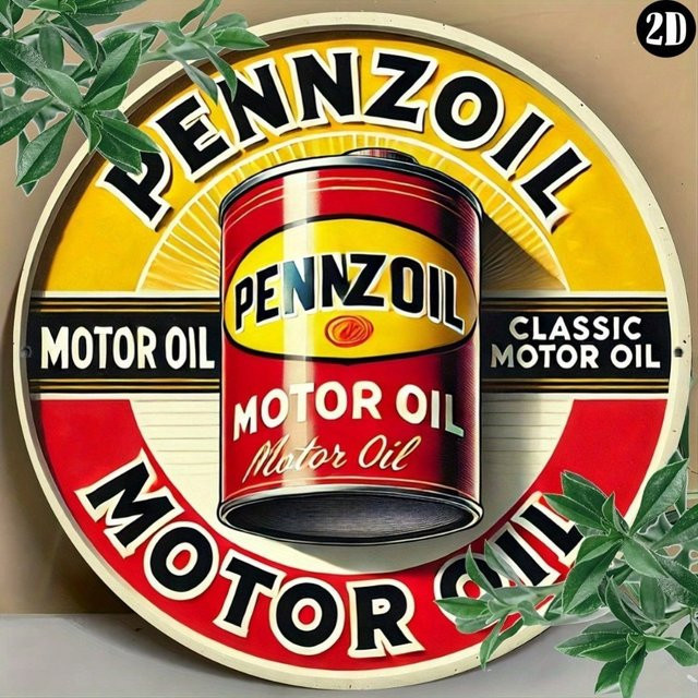 Potdemiel Vintage Metallschild Classic Motor Oil Rund, Mehrfarbig, Durchmesser: 20 cm - Bild 1