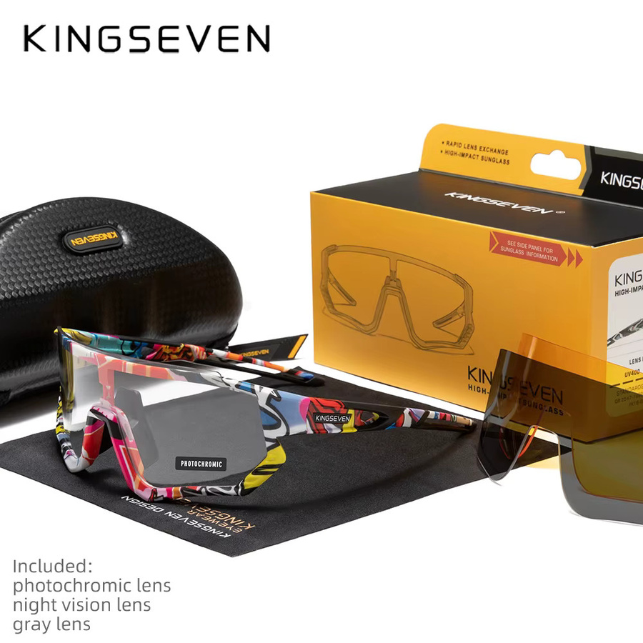 KINGSEVEN Sportsonnenbrille, Photochrome, Unisex, Kunststoff - Bild 1