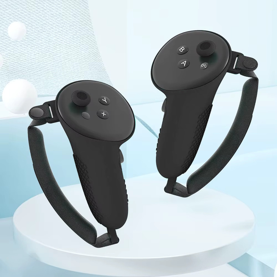 VAKIND 7-teiliges Zubehör-Set für Meta Quest 3 mit Objektivschutz, VR-Schutzhülle und Controller-Griffen in Rot und Schwarz - Bild 3