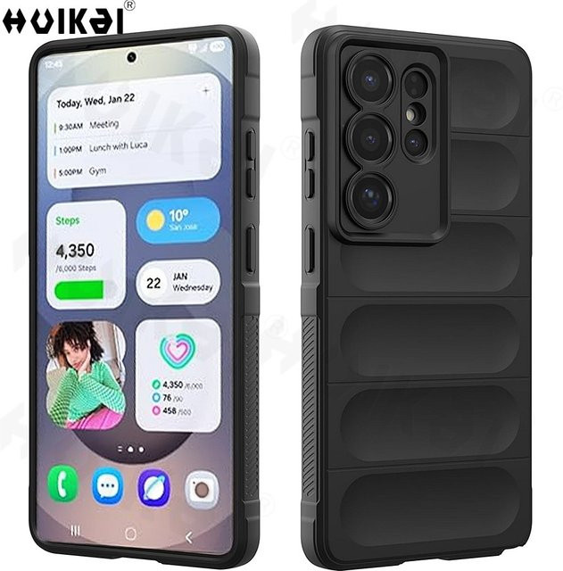 Ultradünne Flüssigsilikon-Handyhülle mit Mikrofaser-Innenfutter für Samsung Galaxy S26 Ultra S25 FE S25 Edge S24 Ultra S23 A17 A56 A36 A16 in Schwarz - Bild 1