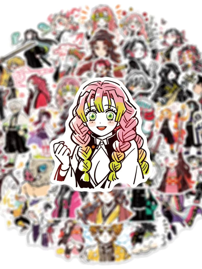 60 Stück Japanische Anime Demon Slayer Graffiti-Aufkleber von Bandai, wasserfeste Sticker Set in Multicolor für Handy, Laptop und Wasserflaschen - Bild 4