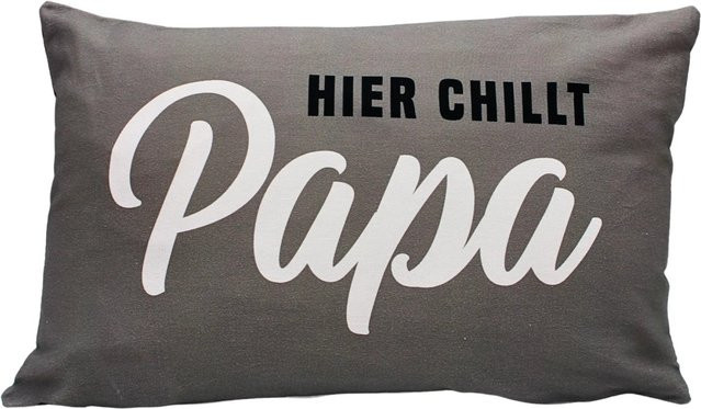 Dekohelden24 Zierkissen Hier Chillt Papa in Grau, B/H/T: 40 x 23 x 13 cm - Bild 1