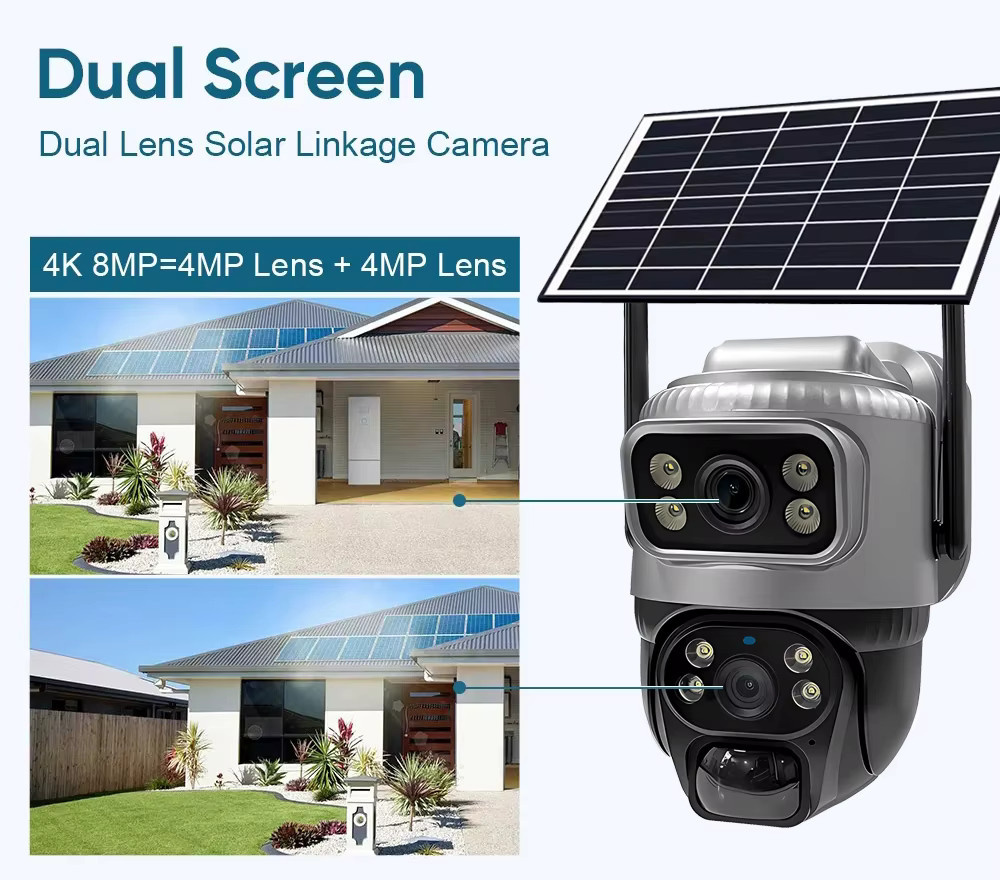 V380 4G-Solar-Überwachungskamera mit SIM-Karte, wasserdichte CCTV-Kamera mit PIR-Bewegungserkennung, Nachtsicht und Akku in Grau - Bild 3
