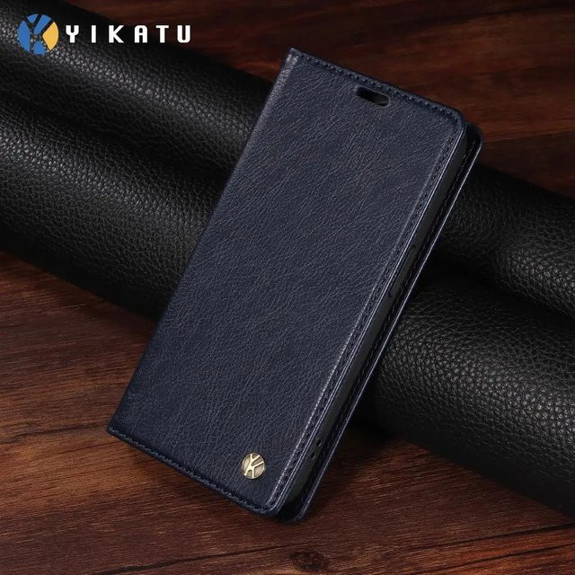 Business Lederhülle Flip Wallet Kartenhalter für Samsung Galaxy S10 Plus, S10E Lite, S9 und S8 in Navy Blau - Bild 1
