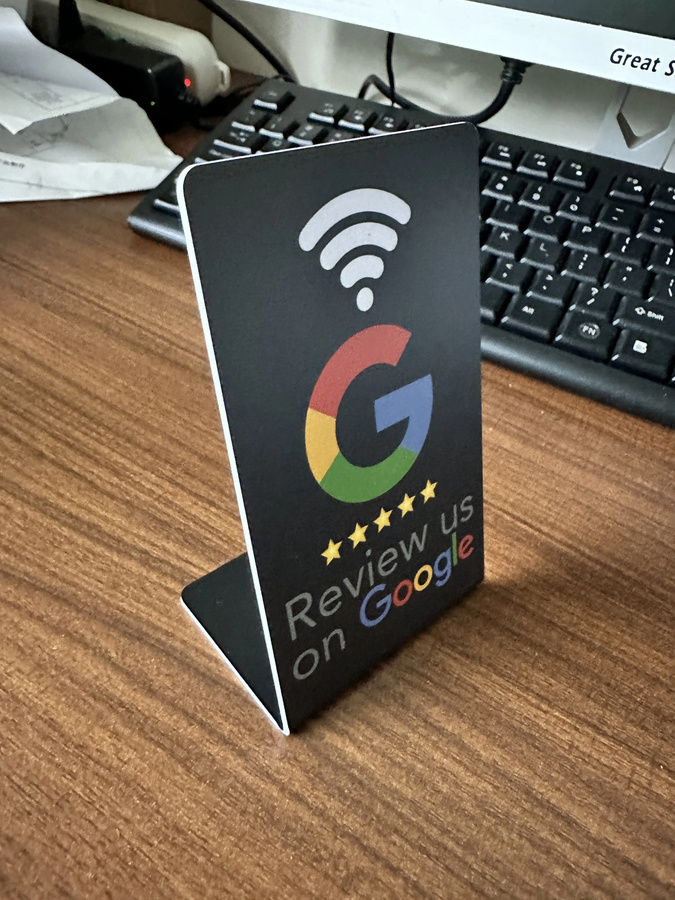 SZGHR NFC215 Programmierbare Google Review Acryl-Aufkleberkarte und NFC-Stationstisch, 13,56 MHz, wasserdichter NFC-Ständer, Weiß und Mehrfarbig - Bild 3