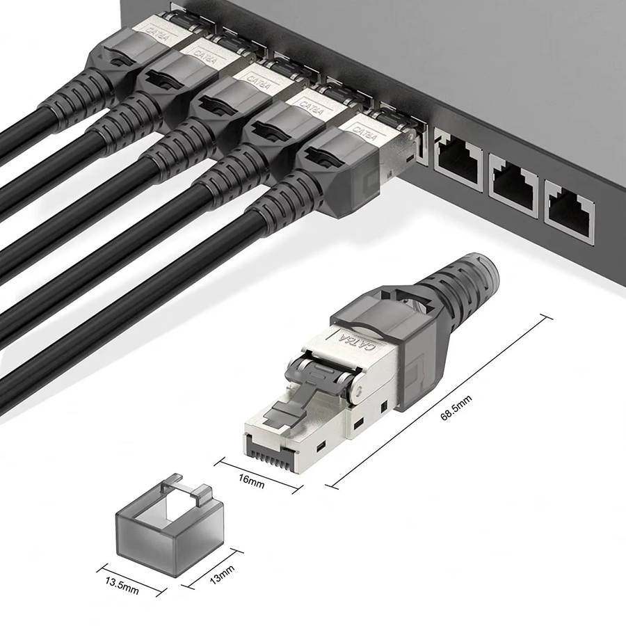 ZOERAX RJ45 Werkzeugloser Abschlussstecker für Ethernet LAN Kabel, wiederverwendbar und abgeschirmt, Farbe: Blau - Bild 6