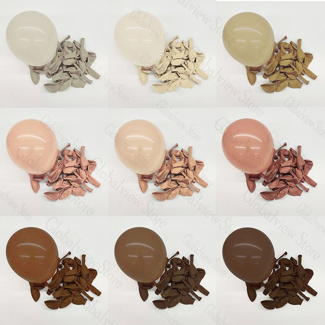 10 Stück Naturaltone Latexballons in Weiß, Sand und Braun für Boho Babyparty, Hochzeit oder Geburtstagsfeier, Größen: 12 Zoll, 10 Zoll und 5 Zoll - Bild 1