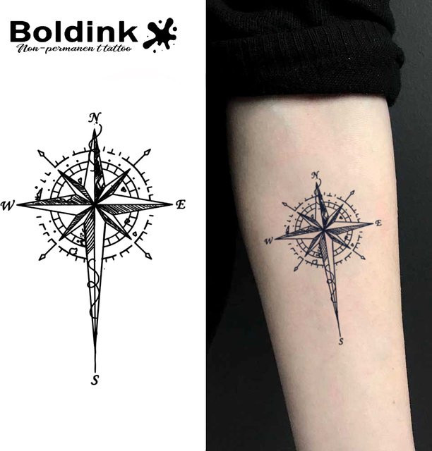 Boldink Navigator's Compass Temporäres Tattoo, wasserfest, semi-permanent - Bild 1