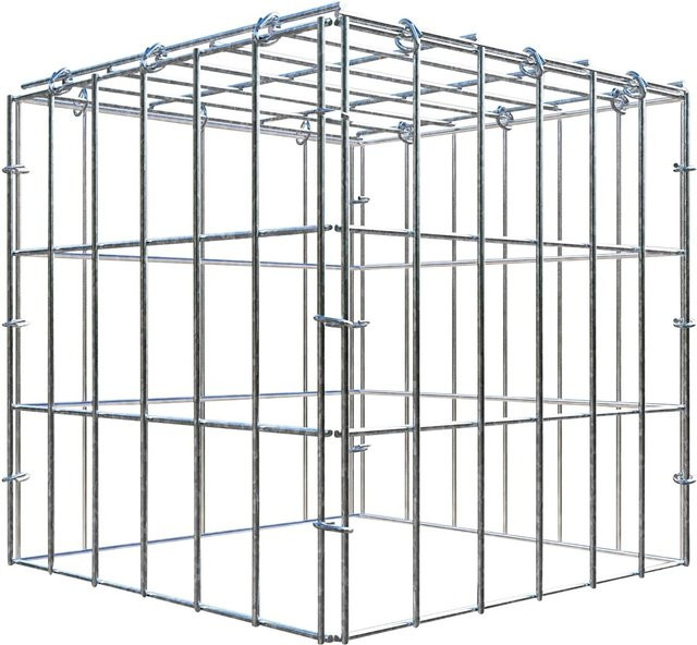 Gabiona C-Ring Anbaukorb Typ 3 in Silbergrau, B/T/H: 30 x 30 x 30 cm, Maschenweite 5 x 10 cm - Bild 1