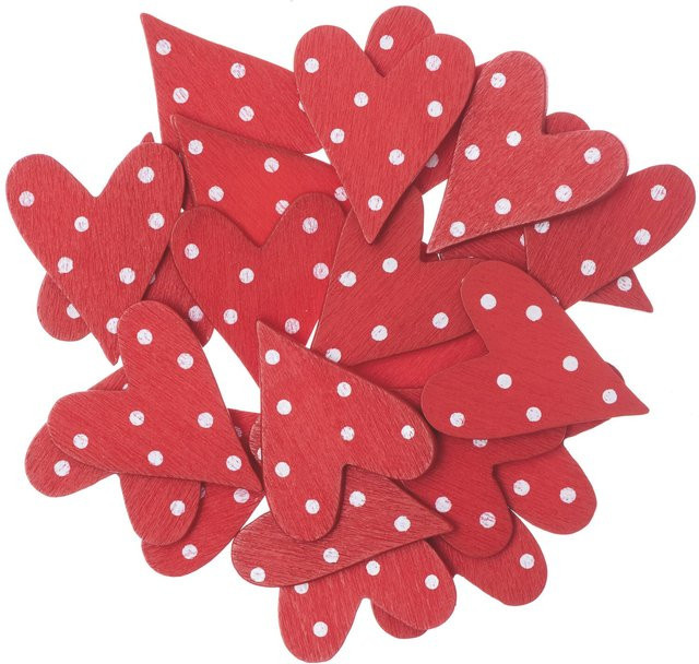 Rico Design Holzstreu Herz in Rot-Weiß für Hochzeiten, 24 Stück - Bild 1