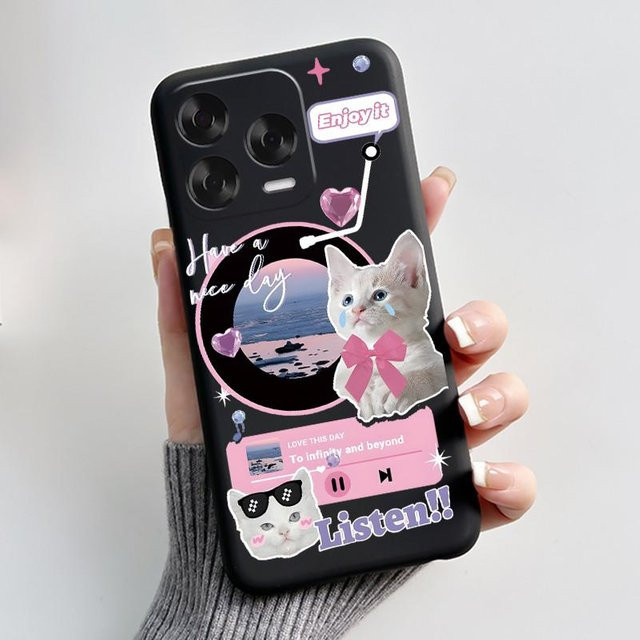 Handyhülle mit süßem Katzen-Design für ZTE Blade V70 Vita und Nubia V70 Design aus weichem Silikon in Schwarz - Bild 1