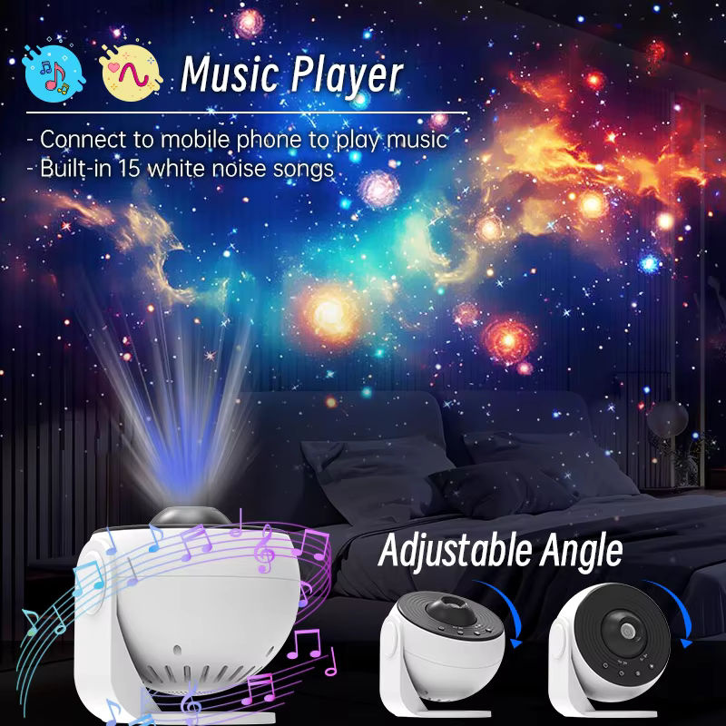 Visason Sternprojektor Galaxy Nachtlicht mit HD Bildscheiben, Bluetooth-Funktion und Fernbedienung, Weiß - Bild 4