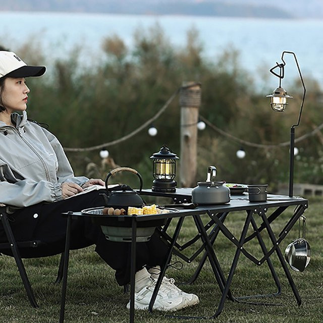 TARKA IGT Camping Taktischer Klapptisch aus Kohlenstoffstahl in Schwarz für Picknick und Autoreisen - Bild 1
