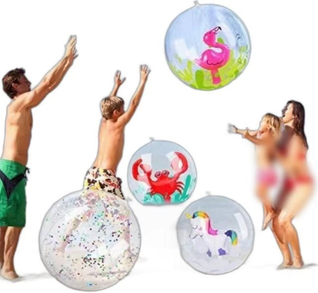 Meade Aufblasbarer Strandtier-3D-Ball, transparenter Wasserspielball, Einhorn, Bunt / Mehrfarbig - Bild 1