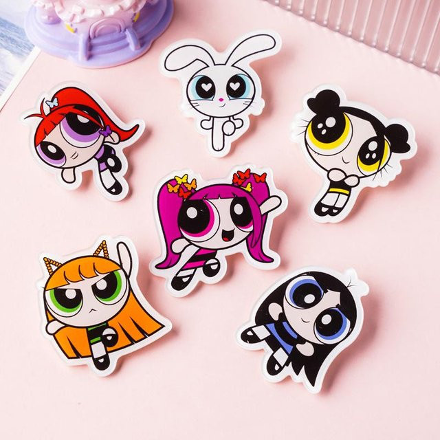 Brosche Acryl, The Powerpuff Girls, 6 Stück, Damen, black - Bild 1
