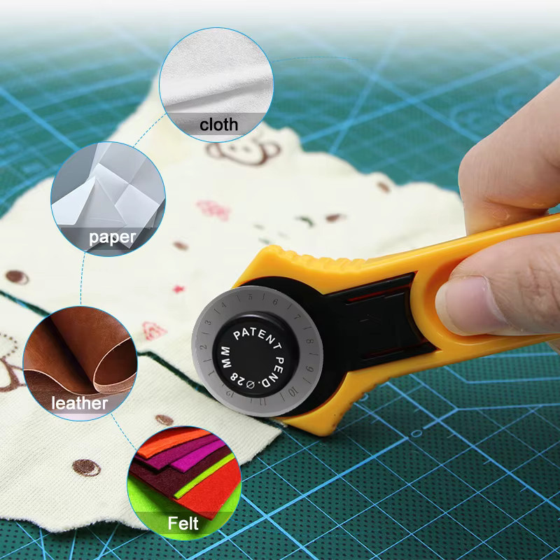 JIGONG Rollschneider mit Skala für Patchwork und Handwerk, Gelb - Bild 2