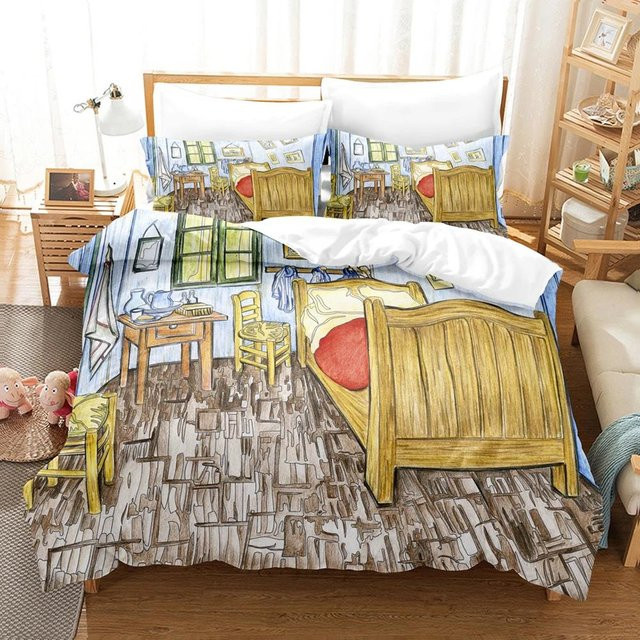 JMG Household Supplies Bettwäscheset Van Gogh Ölgemälde Design aus Mikrofaser, Mehrfarbig, B/H: 135 x 200 cm - Bild 1