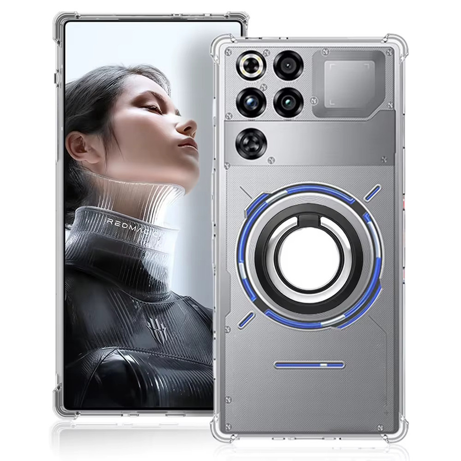 Stoßfeste Silikon Schutzhülle mit magnetischem Ring für ZTE Nubia Red Magic 11 Pro Plus in Transparent oder Schwarz - Bild 2