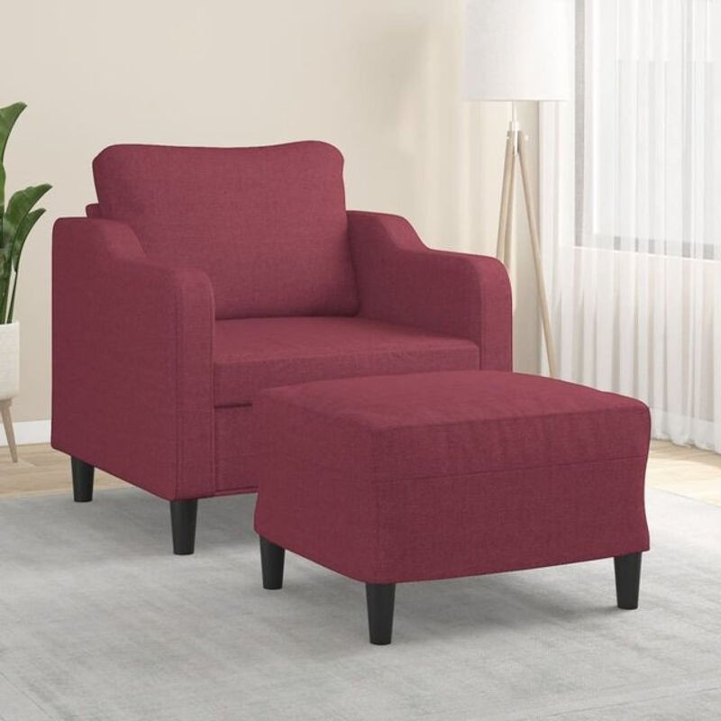 Modernes Relaxsessels Set mit Hocker von vidaxl in Weinrot aus Stoff - Bild 1