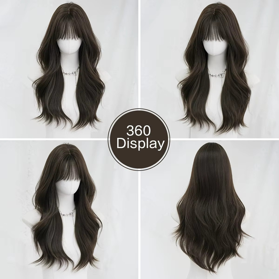 7JHH WIGS Perücke, lang, lockig, kaltbraun, synthetisch, Damen - Bild 3
