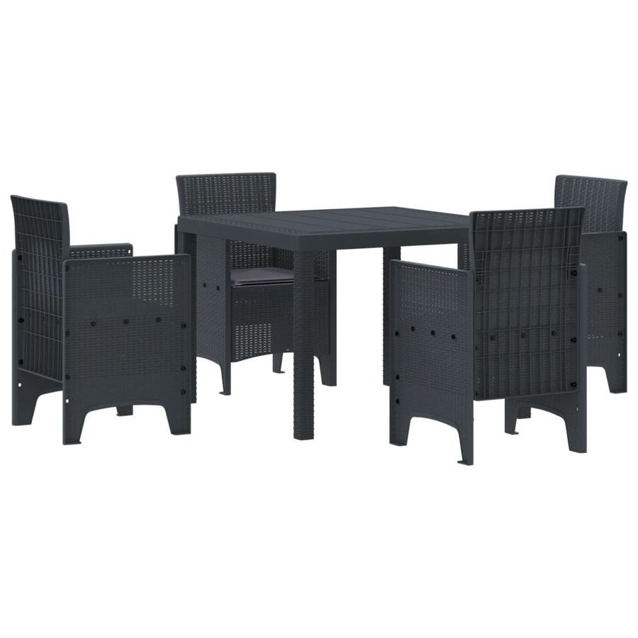 vidaXL 5-tlg Garten-Essgruppe aus Polyrattan mit Kissen in Anthrazit - Bild 2