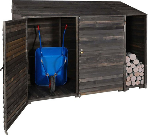 Geräteschuppen MCW-J75 aus Holz in Anthrazit, B/T/H: 250 x 180 x 93 cm